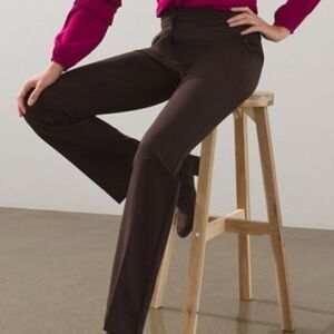 Chicos Flex Waist Modern‎ Tailored Full Length Pant Basic Cocoa Bean 2R NWT